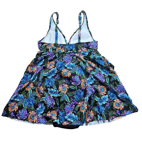 Swim Solutions Floral V-Neck Tummy Control Ruffle Swimdress Women's Size 10 NWT! - Picture 6 of 8